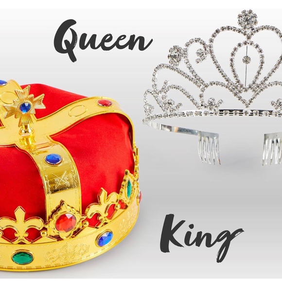 Royal Queen & King Crowns for Wedding, Pageant Prom & Halloween - Picture 2 of 6